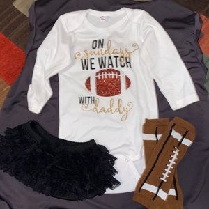 Onesie with ruffle bloomers and leg warmers